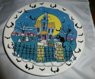 Fiestaware / Fiesta Halloween Night Luncheon Plate,  Haunted House -