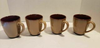 Set Of 4 Sango Nova Brown 4933 Stoneware Coffee Mugs Cups
