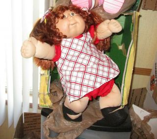 Cute & Chubby Red Cornsilk Ponies Cabbage Patch Doll Red/white Plaid Set