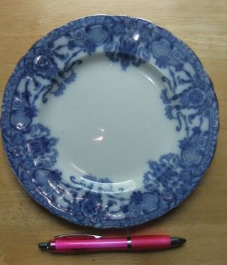 Atq Burgess Leigh Burslem Semi Porcelain England Raleigh Flow Blue 7.  5 " Plate - B