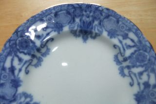 Atq Burgess Leigh Burslem Semi Porcelain England Raleigh Flow Blue 7.  5 