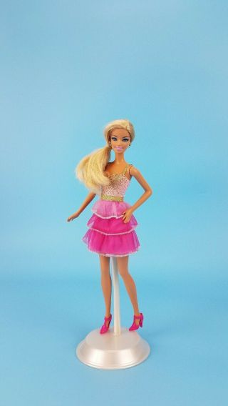 2009 Mattel Blonde Barbie Doll 12 " W/ Pink Gold Party Dress,  Shoes Ooak Or Play
