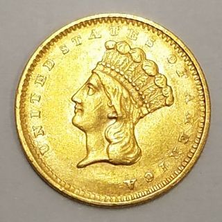 1857 Us G$1 Liberty Head Gold Indian Princess Head One Dollar Coin Zz83