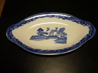 Vintage Made In England Blue Willow 9 " X 5 " Serving Dish
