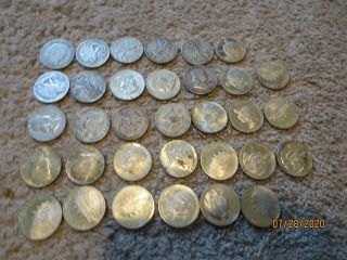 33 Coin $16.  50 Face Value 90 Silver Half Dollars Walking Franklin Washington,