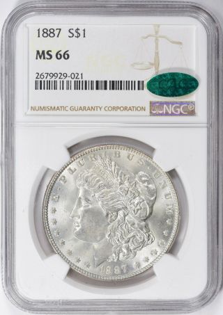 1887 Morgan Silver Dollar - Ngc Ms - 66 Cac - Certified State 66 Cac
