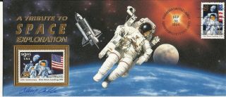 Moon Landing Stamp Flown On Space Shuttle,  Stamp Designer Chris Calle Signed