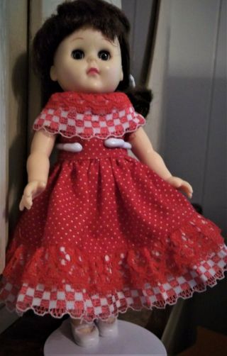 Vintage Vogue Ginny Doll And Red Dress,  Marked Dakin,  Made In China.