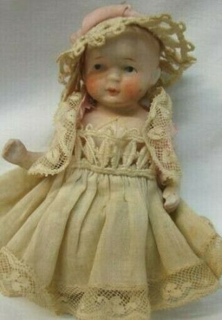 Antique Nippon Small Bisque Doll And Clothes