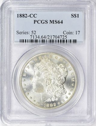 1882 - Cc Morgan Silver Dollar - Pcgs Ms - 64 - Certified State 64