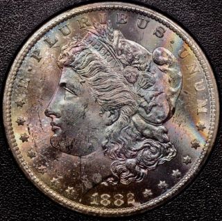 1882 - Cc Gsa Hardpack Morgan Dollar,  Ngc Ms62 Insane Toning Davidkahnrarecoins