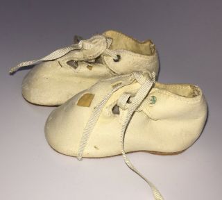 Antique 3” French/german Handmade Leather Doll Shoes.  In