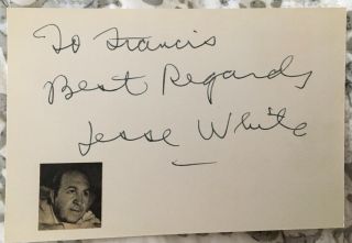 Vintage Jesse White Hand Signed Autographed 4 X 6 Card In Person W/coa