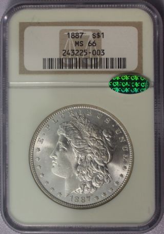 1887 Morgan Silver Dollar NGC MS 66 CAC 3