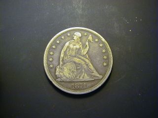 1871 Seated Liberty Silver Dollar,  United States Of America Km 100