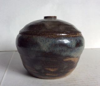 Stoneware Glazed Studio Art Pottery Covered Casserole Dish/pot/sugar Bowl Signed