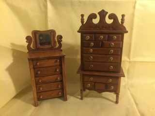 2 Dollhouse Wooden Chest Of Drawers