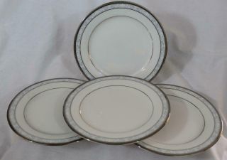 Four - Noritake - Hampshire - Platinum - Salad Plates - 8 3/8 " Diameter
