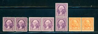 Us 1932 Washington - Garfield Set,  Stamps 720,  721,  722,  723 Pairs Mnh - Jp1