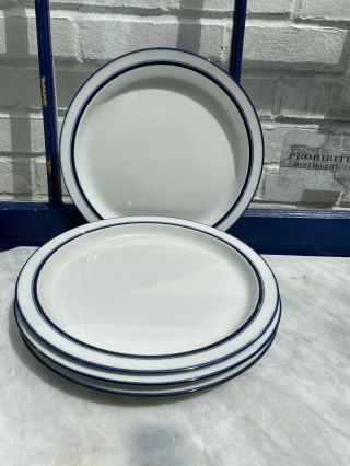 Set Of 4 Dansk Bistro Christianshavn Blue 10.  25” Mcm Dinner Plate Ceramic Japan