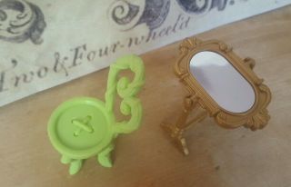 Gold Mirror Vanity Doll Furniture,  Chair Pre - owned 3