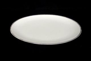Harmony House Fine China Moderne Serving Plate Platter White Silver 12.  5x9 Inch