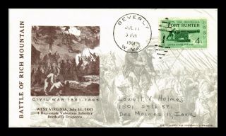 Dr Jim Stamps Us Battle Of Rich Mountain Civil War Cover Beverly West Virginia