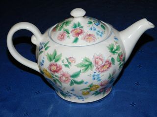 Laura Ashley Hazelbury Pattern Tea Pot floral motif Made Staffordshire England 2