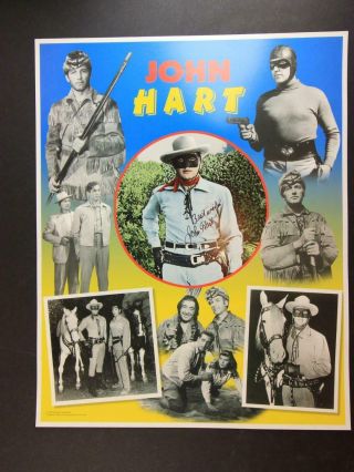 John Hart (1917 - 2009) Lone Ranger Captain Africa Autograph 16 X 20 Poster