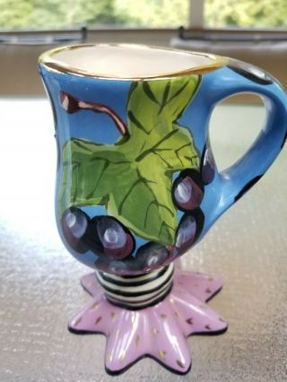 Droll Designs Mug Grapes Design Hand Painted With Gold Trim