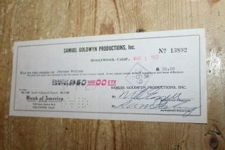Jerome Moross Samuel Goldwyn Check 1951 Hand Signed Autograph 28