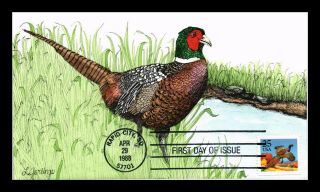 Dr Jim Stamps Us Ring Necked Pheasant Hand Colored Unsealed Fdc Cover
