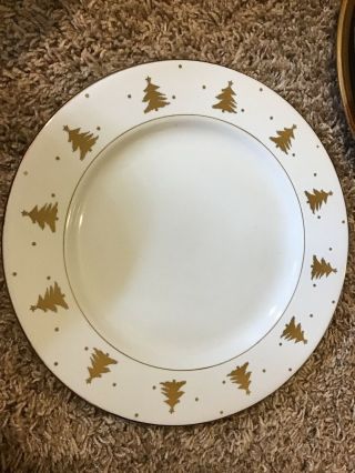 Set Of 4 Golden Pines Dinner Plate (s) 10 1/2 " Tienshan Fine China White Gold