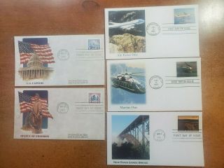 2006 - 2011 High Value Usa Fdc 5 Covers High Values $16.  25 Express Bridge Freedom