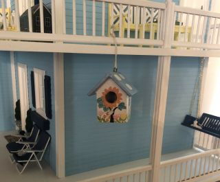 Miniature Dollhouse Hand - Painted Wooden Birdhouse 1:12 Or 1:6 Scale