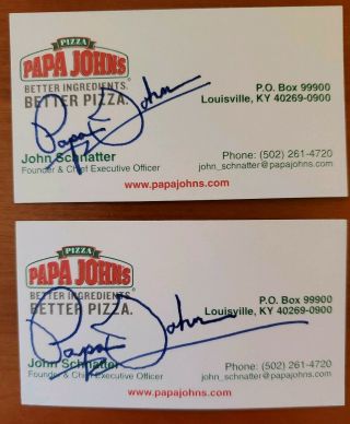 Papa John John Schnatter Signed Business Card