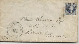 6 Cent 1869 Issue Scott 115 On 1870 Cover From Davisburg Mich To London Ontario