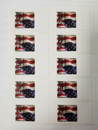 Inverted Imprint On Flag Forever Stamps - Full Sheet Of 10 - Scott Cvp108