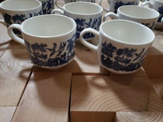 Set of 10 Vintage Blue Willow Churchill Made in England Tea Cups 2