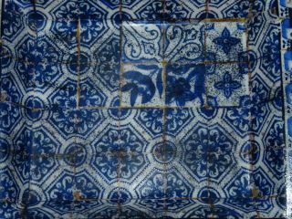 FABIENNE JOUVIN PARIS Porcelain Plate Blue & White Mosaic Tile Design 2