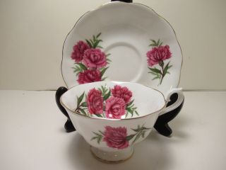 Royal Albert Eng.  China Tea Cup&saucer White With Pink Carnations Exc Cond