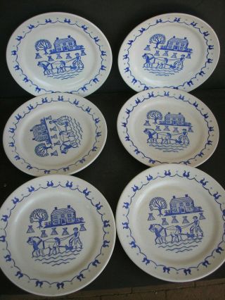 Vintage Metlox Poppytrail Provincial Blue 10 " Dinner Plates (set Of 6)