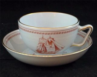Spode Trade Winds Red Cup & Saucer Canton Shape W128