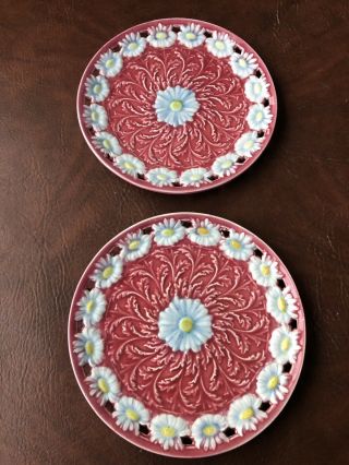 Pair Villeroy & Boch Schramberg Vbs Pierced Majolica Daisy Flower Plates