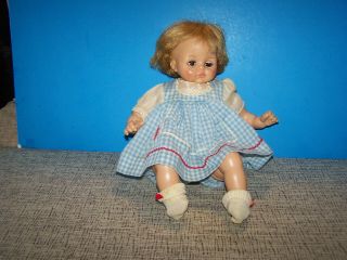 1966 Madame Alexander 14 Inch Pussy Cat Crier Doll Wearing Clothing