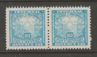 Usa Philippines Fiscal Revenue Stamp 5 - 10 - 100 Peso Pair No Gum Mnh