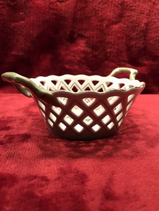 Herend Hungary Hand Painted Rothschild Bird Reticulated Basket With Handles 3