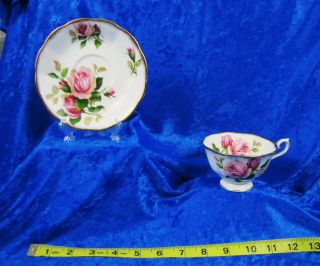Vtg.  Collectible Royal Albert Anniversary Rose Teacup & Saucer Made In England