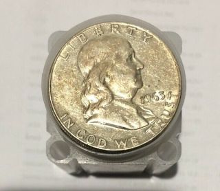 90 Silver Franklin Half Dollars Roll Of 20 - $10 Face Value