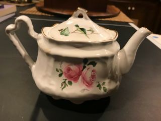 Arthur Wood & Son Teapot Staffordshire England 6426 Pink Cabbage Rose Floral